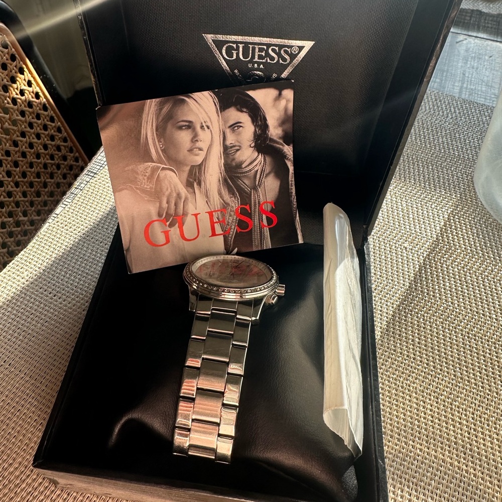 Guess Silver-Tone Crystal Watch